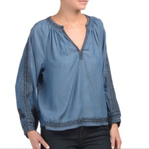 Kyra Embroidered Denim Top